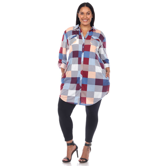 Plus Size Plaid Tunic Shirt - Picture 1 of 5